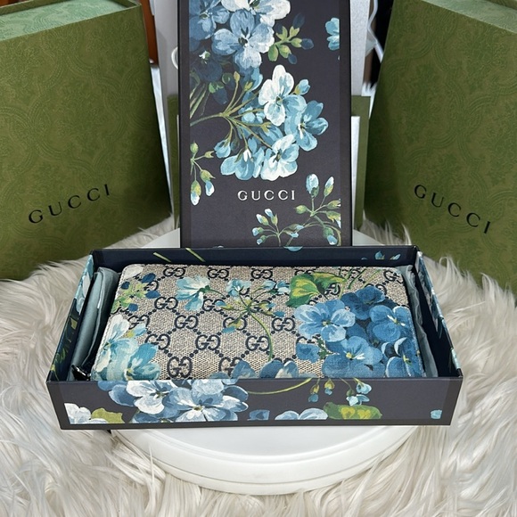 Gucci Supreme GG Monogram with Blue Floral Zippy Wallet - Made in Italy - NWT - Picture 3 of 17